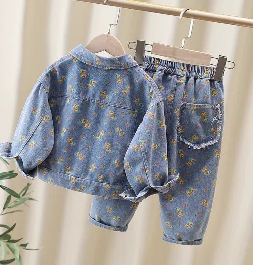 Kız Çocuk Desenli Kot Takımı Rahat Esnek 2 - 7 Yaş - MAKKA