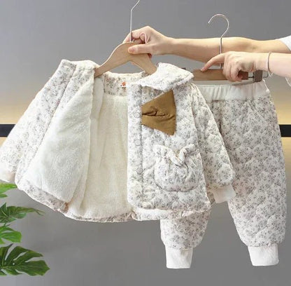 Kız Çocuk Şişme Mont ve Bej Pantolon Takımı 1 - 5 Yaş - MAKKA