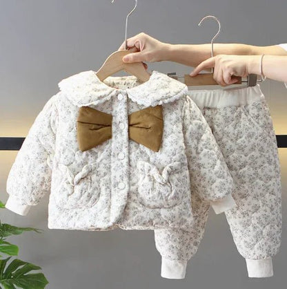 Kız Çocuk Şişme Mont ve Bej Pantolon Takımı 1 - 5 Yaş - MAKKA