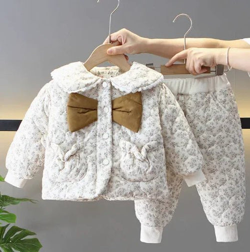 Kız Çocuk Şişme Mont ve Bej Pantolon Takımı 1 - 5 Yaş - MAKKA