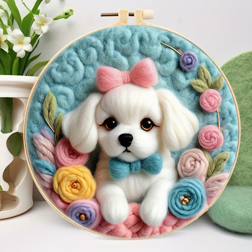 Köpek Desenli Yün Keçe Başlangıç Kiti İğne Felting Seti - MAKKA