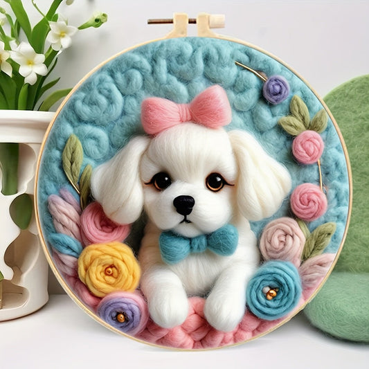 Köpek Desenli Yün Keçe Başlangıç Kiti İğne Felting Seti - MAKKA