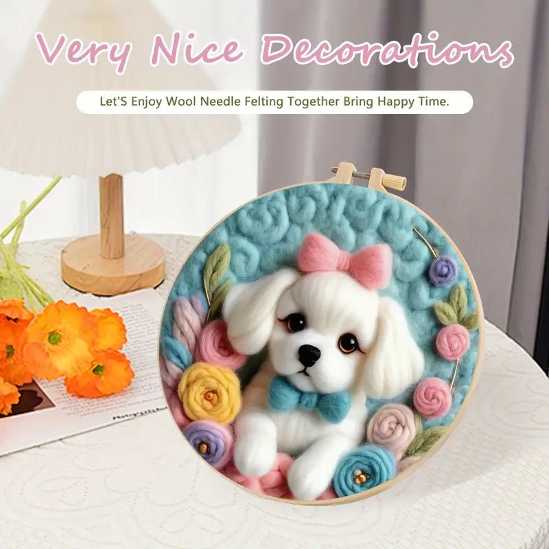Köpek Desenli Yün Keçe Başlangıç Kiti İğne Felting Seti - MAKKA