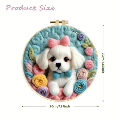 Köpek Desenli Yün Keçe Başlangıç Kiti İğne Felting Seti - MAKKA