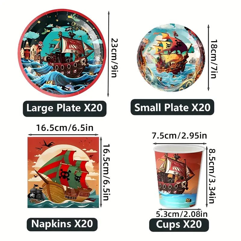 Korsan Temalı 80 Parça 20 Kişilik Parti Servis Seti - MAKKA