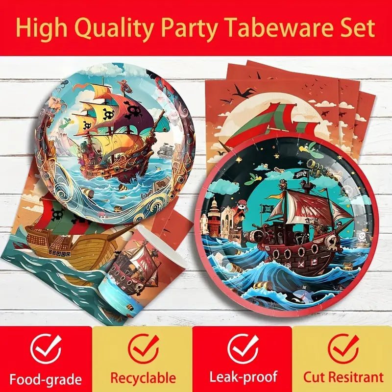 Korsan Temalı 80 Parça 20 Kişilik Parti Servis Seti - MAKKA