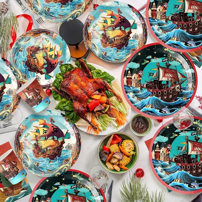 Korsan Temalı 80 Parça 20 Kişilik Parti Servis Seti - MAKKA