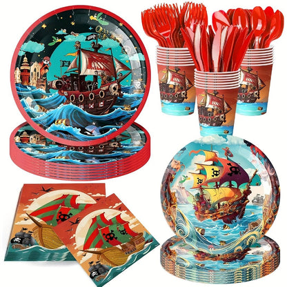 Korsan Temalı 80 Parça 20 Kişilik Parti Servis Seti - MAKKA