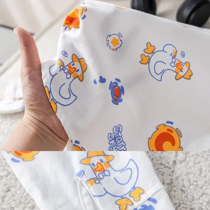 Kovboy Ördek Baskılı 3 Parça Unisex Denim Çocuk Takımı Rahat - MAKKA