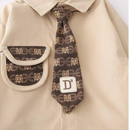 Kravatlı Erkek Çocuk 3 Parça Takım Şık Rahat Özel Gün - MAKKA