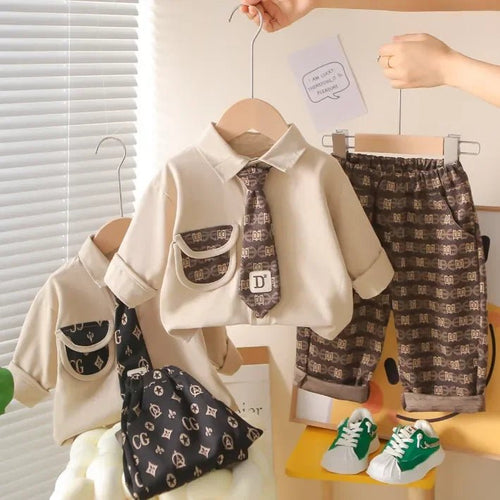 Kravatlı Erkek Çocuk 3 Parça Takım Şık Rahat Özel Gün - MAKKA