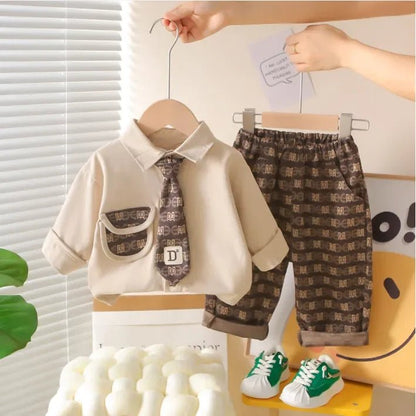 Kravatlı Erkek Çocuk 3 Parça Takım Şık Rahat Özel Gün - MAKKA