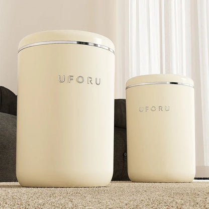 Krem Plastik Basmalı Çöp Kutusu Kapaklı Büyük Kapasiteli Şık - MAKKA