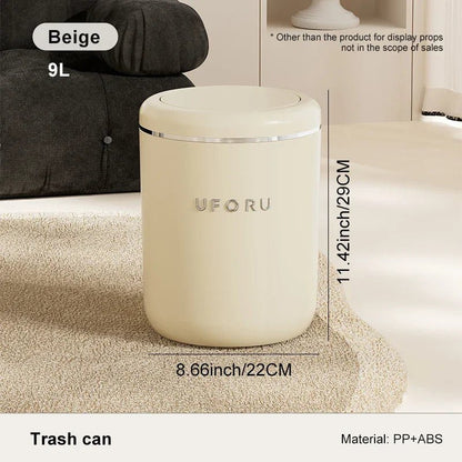 Krem Plastik Basmalı Çöp Kutusu Kapaklı Büyük Kapasiteli Şık - MAKKA