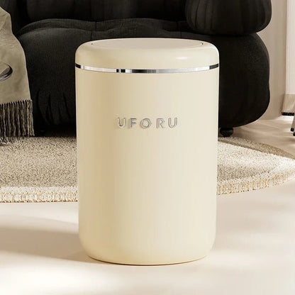 Krem Plastik Basmalı Çöp Kutusu Kapaklı Büyük Kapasiteli Şık - MAKKA