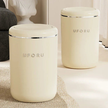 Krem Plastik Basmalı Çöp Kutusu Kapaklı Büyük Kapasiteli Şık - MAKKA