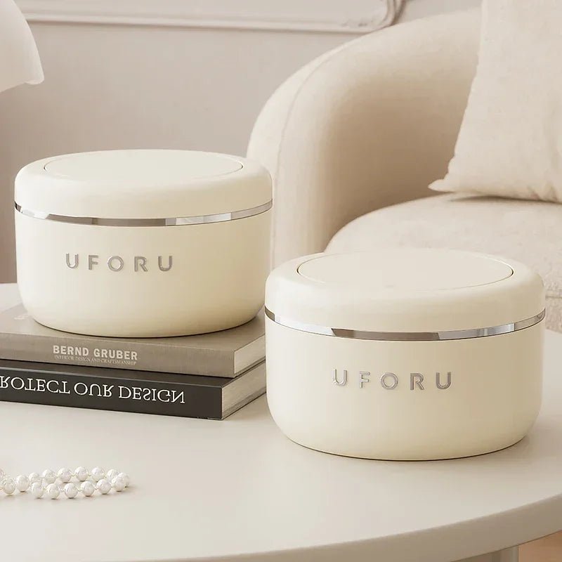 Krem Plastik Basmalı Çöp Kutusu Kapaklı Büyük Kapasiteli Şık - MAKKA