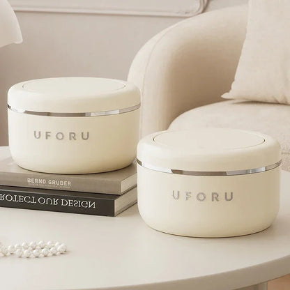 Krem Plastik Basmalı Çöp Kutusu Kapaklı Büyük Kapasiteli Şık - MAKKA