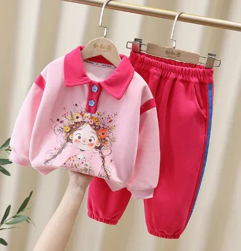 Lacos Yakalı Kız Çocuk Takımı Pamuklu Konforlu Pembe 2–7 Yaş - MAKKA