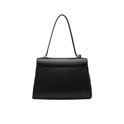 Lüks Siyah Kilit Tokalı Kadın Omuz Çantası Deri Şık - MAKKA