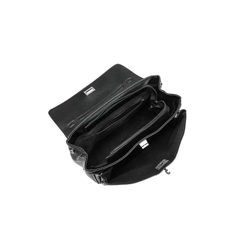 Lüks Siyah Kilit Tokalı Kadın Omuz Çantası Deri Şık - MAKKA