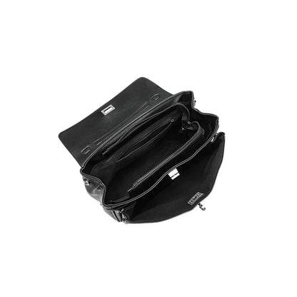 Lüks Siyah Kilit Tokalı Kadın Omuz Çantası Deri Şık - MAKKA