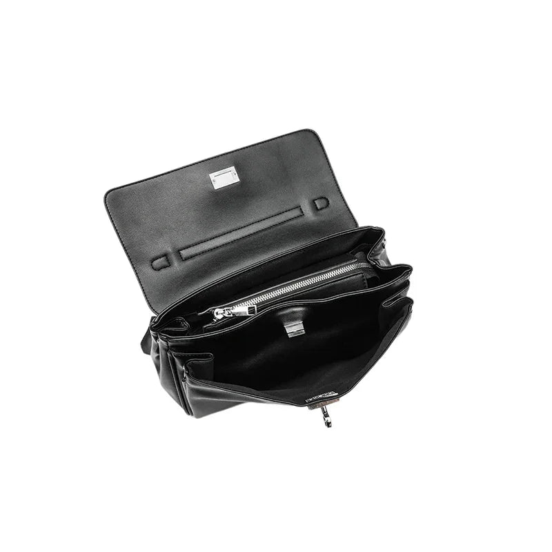 Lüks Siyah Kilit Tokalı Kadın Omuz Çantası Deri Şık - MAKKA