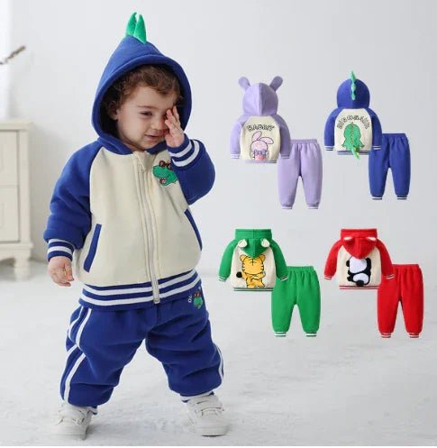 Mavi Dinazor Desenli Pamuklu Çocuk Takım - Rahat Nefes Alan - MAKKA