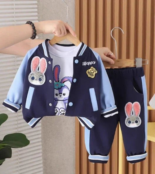 Mavi Üç Parçalı Çocuk Takımı Yumuşak Nefes Alan Kumaş - MAKKA