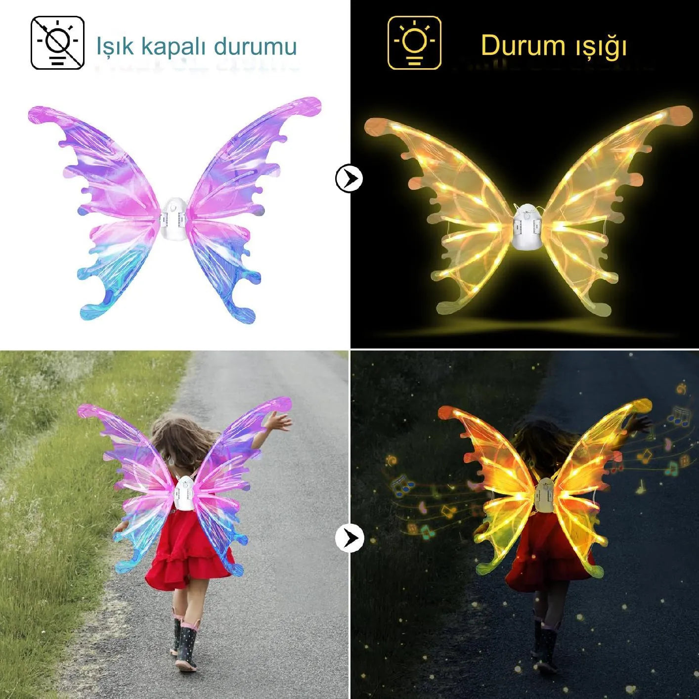 Pilli Çocuk Çok Fonksiyonlu Melek ve Dinozor Kanatları - MAKKA