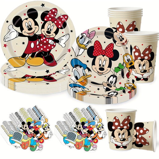 Mickey Mouse 50 - 80 Adet Parti Sofrası Kağıt Tabak Bardak Çatal Seti - MAKKA