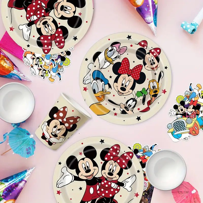 Mickey Mouse 50 - 80 Adet Parti Sofrası Kağıt Tabak Bardak Çatal Seti - MAKKA