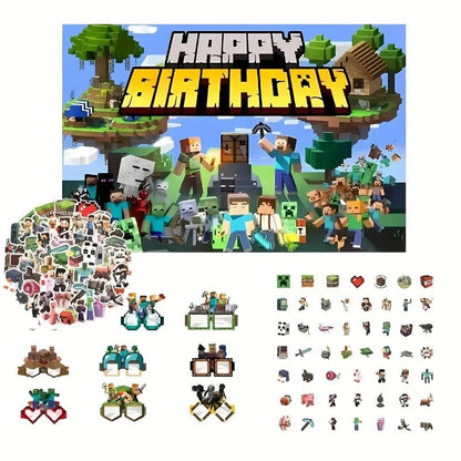Minecraft Blok Temalı 103 Parça Parti Dekorasyon Seti - MAKKA