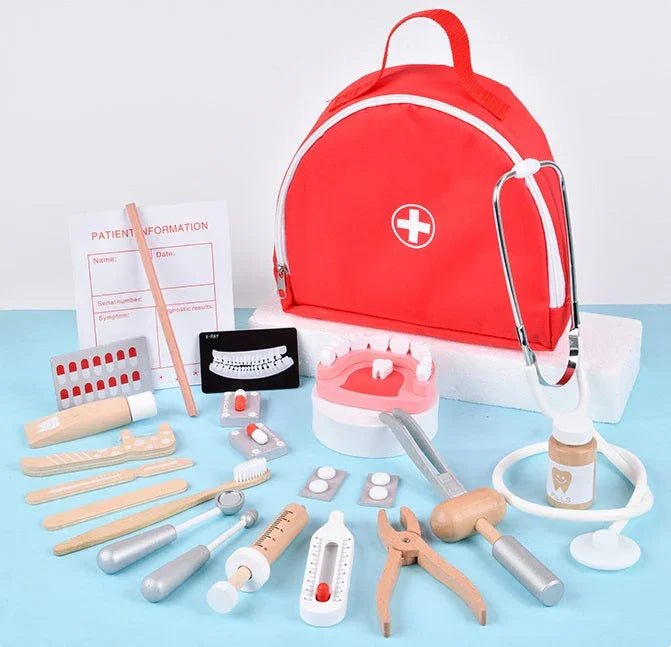 Montessori 25 Parça Dişçi Doktor Oyuncak Seti Ahşap Eğitimsel - MAKKA