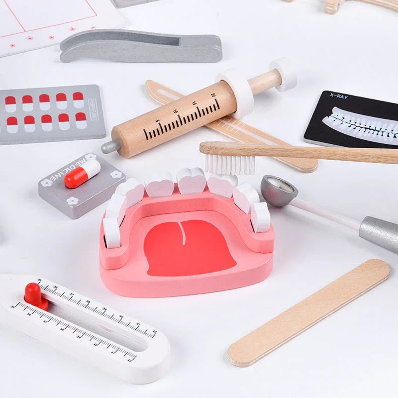 Montessori 25 Parça Dişçi Doktor Oyuncak Seti Ahşap Eğitimsel - MAKKA