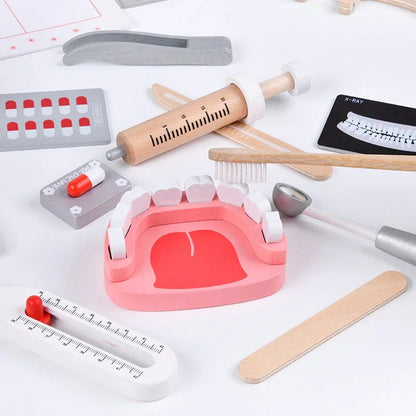 Montessori 25 Parça Dişçi Doktor Oyuncak Seti Ahşap Eğitimsel - MAKKA