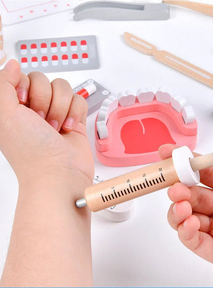 Montessori 25 Parça Dişçi Doktor Oyuncak Seti Ahşap Eğitimsel - MAKKA