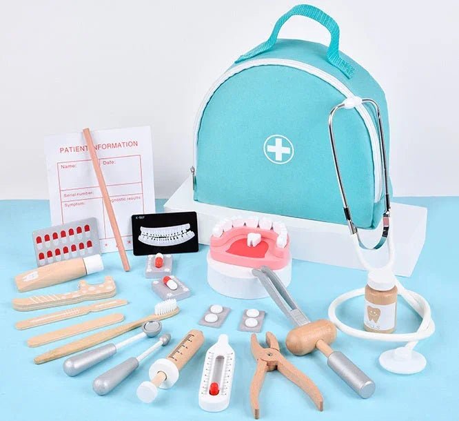 Montessori 25 Parça Dişçi Doktor Oyuncak Seti Ahşap Eğitimsel - MAKKA