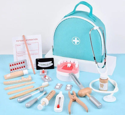 Montessori 25 Parça Dişçi Doktor Oyuncak Seti Ahşap Eğitimsel - MAKKA