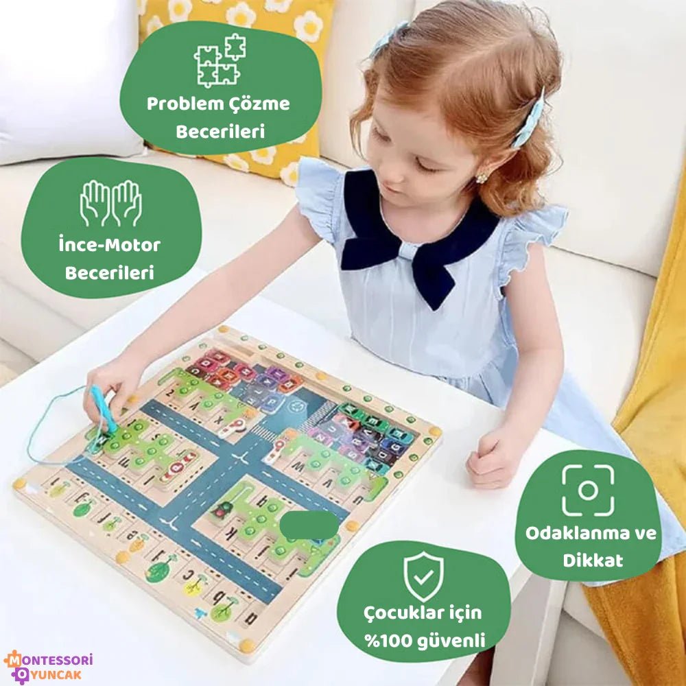 Montessori Ahşap Alfabe Park Labirenti - İnce Motor ve Harf Eğitimi - MAKKA