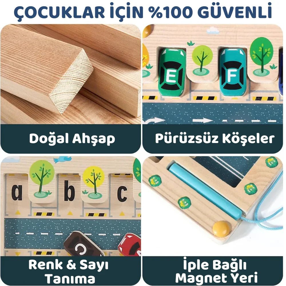 Montessori Ahşap Alfabe Park Labirenti - İnce Motor ve Harf Eğitimi - MAKKA