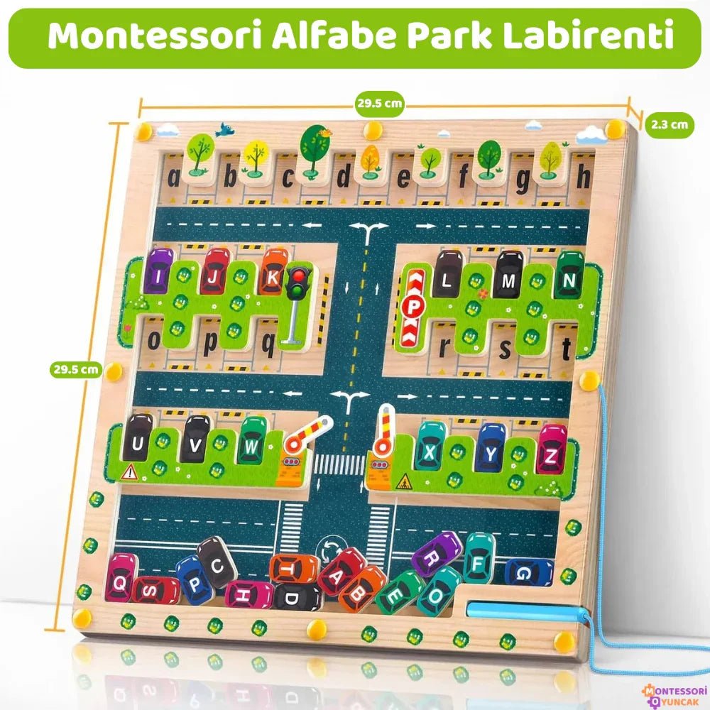 Montessori Ahşap Alfabe Park Labirenti - İnce Motor ve Harf Eğitimi - MAKKA