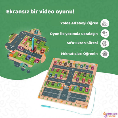 Montessori Ahşap Alfabe Park Labirenti - İnce Motor ve Harf Eğitimi - MAKKA