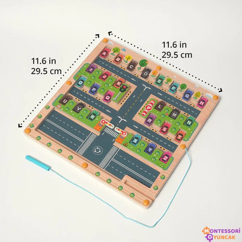 Montessori Ahşap Alfabe Park Labirenti - İnce Motor ve Harf Eğitimi - MAKKA