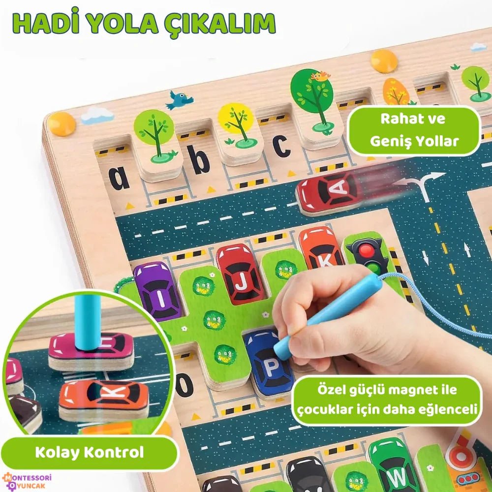 Montessori Ahşap Alfabe Park Labirenti - İnce Motor ve Harf Eğitimi - MAKKA