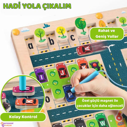 Montessori Ahşap Alfabe Park Labirenti - İnce Motor ve Harf Eğitimi - MAKKA