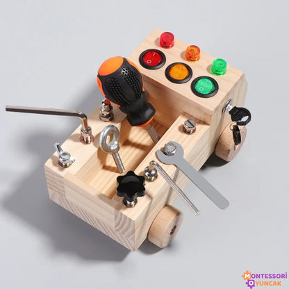 Montessori Ahşap Araba Tamir Seti Eğitici Rol Yapma Oyuncağı - MAKKA