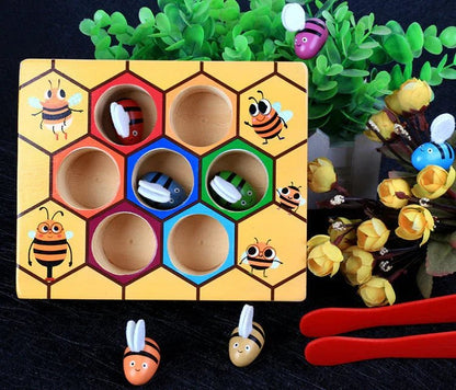 Montessori Ahşap Arı Kutusu Çocuklar İçin Eğitici Bulmaca Oyuncak - MAKKA