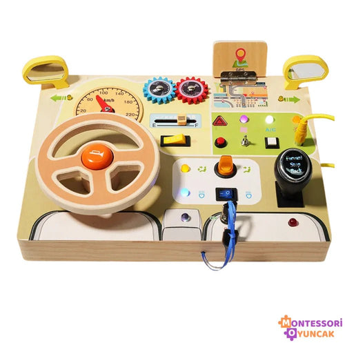 Montessori Ahşap Direksiyon Bulmaca Oyuncak - Eğitici Motor Becerileri - MAKKA