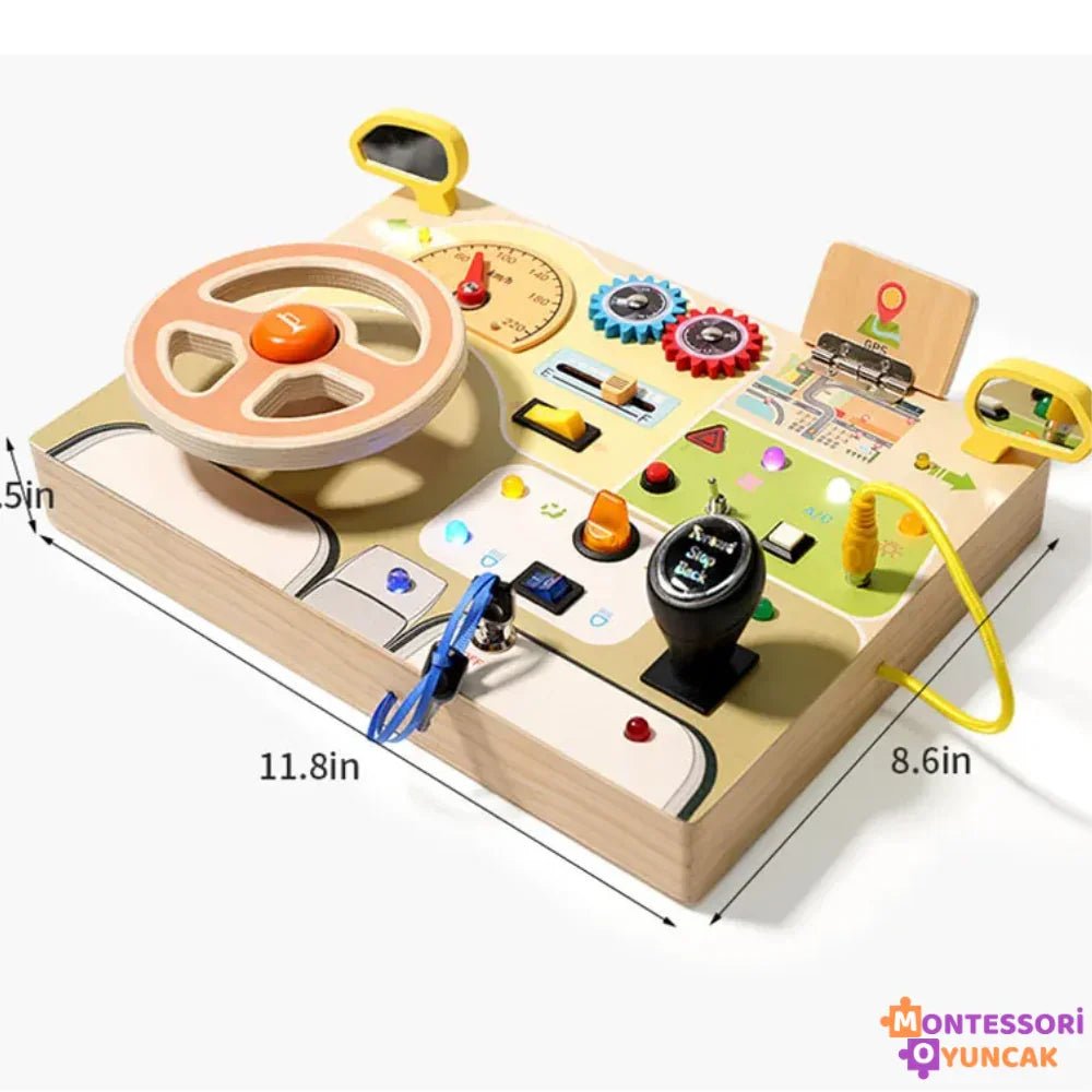 Montessori Ahşap Direksiyon Bulmaca Oyuncak - Eğitici Motor Becerileri - MAKKA